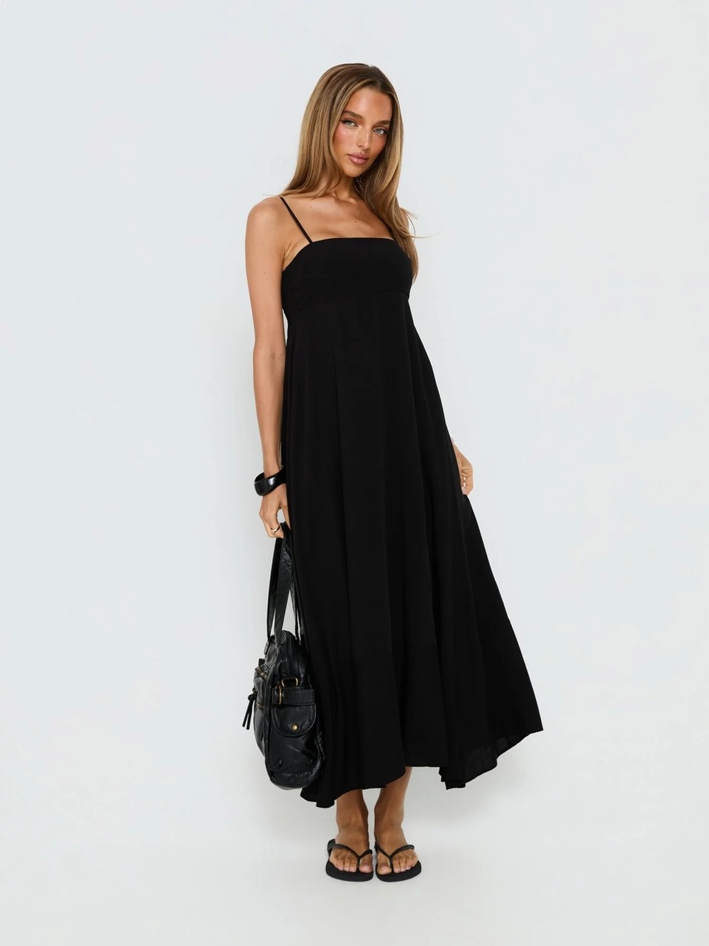 Princess Polly Triniti Square Neck Maxi Dress Black